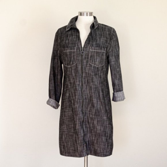 Nobody's child denim heathered gray full zip dress - Picture 2 of 7